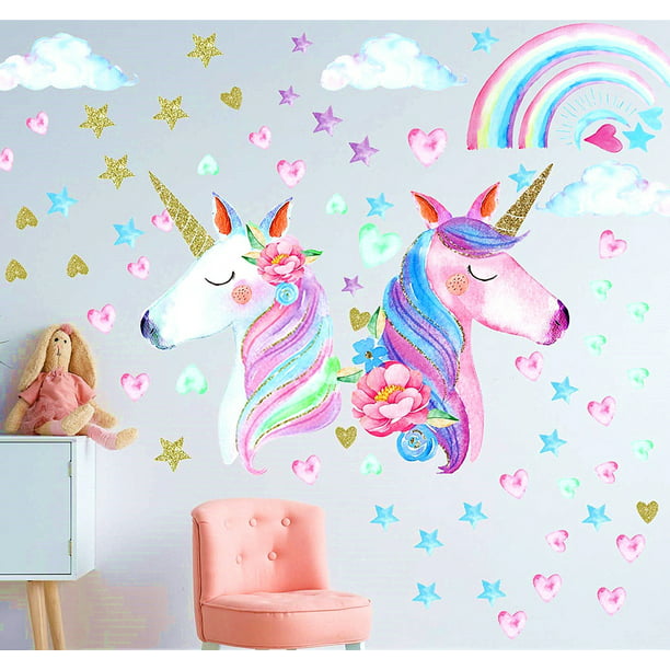 Wall Stickers  Kids Room Décor Girls Bedroom Decoration Posters Cute Unicorns